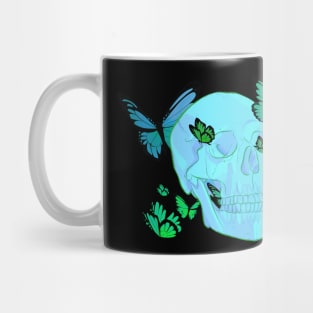 blue butterfly skull Mug